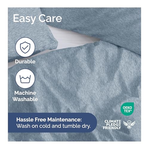 Image of Duvet Cover Full Size Set - Extra Soft Full Duvet Cover 80 inch x 90 inch with 2 Pillow Shams for Women, Men, Kids & Teens - Hotel Luxury w / Zipper Closures & Ties - Comfy, Cozy & Breathable (Heathered Blue)