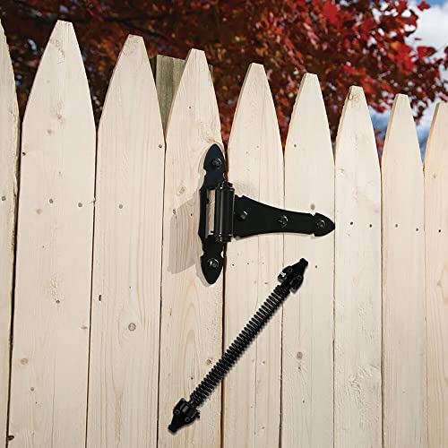 Image of 14 inch Gate Spring Self Closing Heavy Duty Outdoor Door Spring Automatic Metal Gate Closure Hardware with Adjustable Tool for Wooden and Vinyl Fence, Black