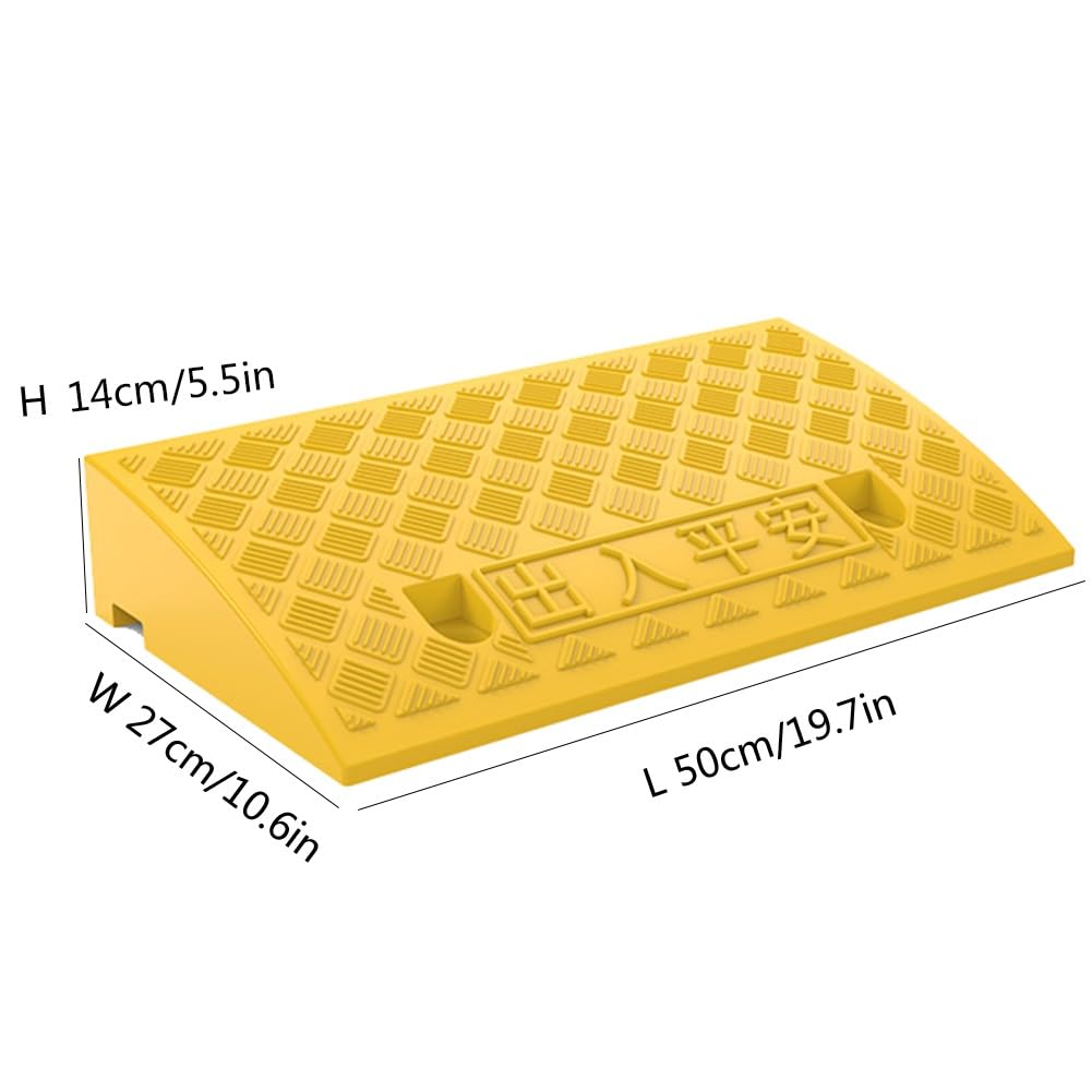 Rampa Portátil Ligera para Bordillo, Rampa de Plástico para Umbral de Puertas, 14 cm de Altura de Elevación para Silla de Ruedas, Garaje, Camión, Scooter, Bicicleta.(Yellow)