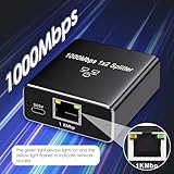 OIHCAZ Ethernet Splitter 1 to 2 1000Mbps, RJ45 Network Switch 2 Port Gigabit Internet Cable Splitter with USB Power Cable for Computer Hub Router Digital TV - Image 3