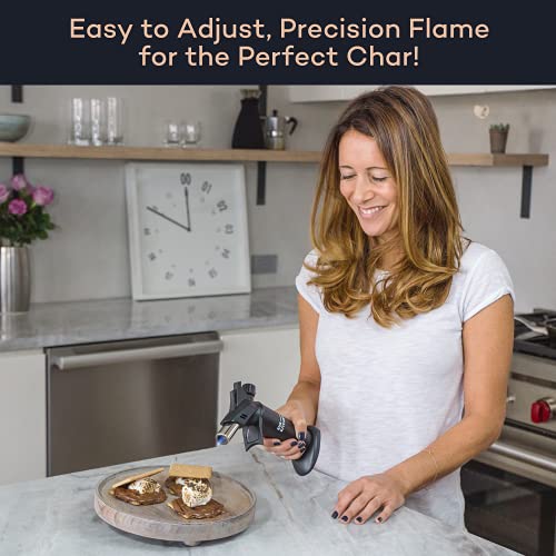 EurKitchen Premium Butan Flambierbrenner für Speisen mit Sicherheitssperre, Regelbarer Flamme, Auffüllbarer Creme Brulee… – Bild 6