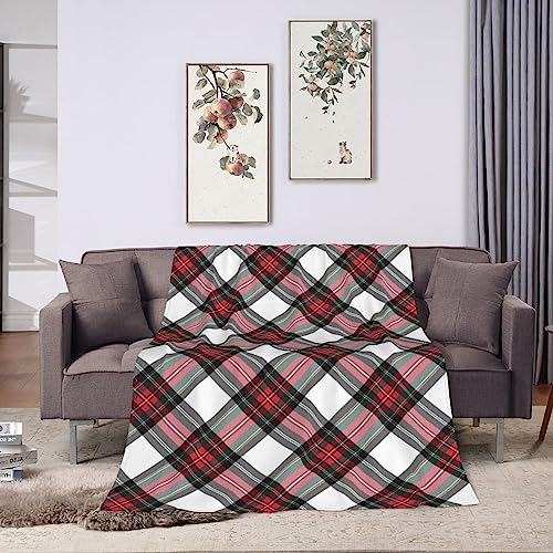 Dress Stewart Tartan Diagonal Blanket Super Soft Flannel Throw,Ultra-Soft Blanket For Bed Or Sofa All Season,Cozy Lightweight Blankets For Women Kids Adults 50"X 40" #TOP4