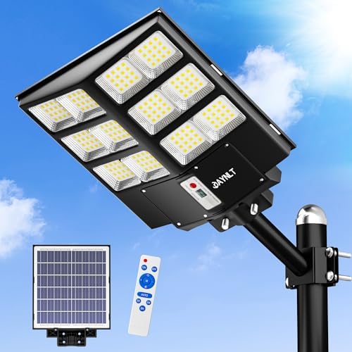 JAYNLT Y-2000W Solar Street Lights Outdoor, 60000LM 6500K Solar P...