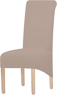 KELUINA Spandex Elástico Jacquard Fundas de Sillas Comedor XL para El Hogar(Arena,4 Piezas)