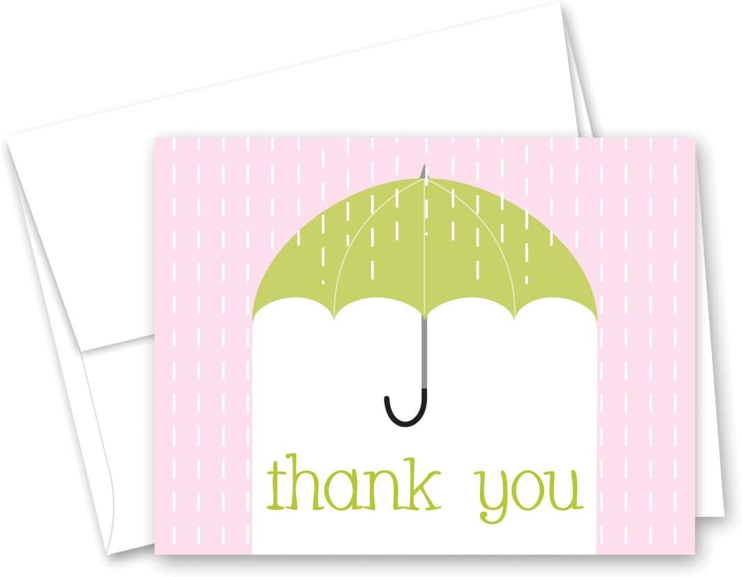 50 Cnt Umbrella Girl Baby Shower Thank You Cards