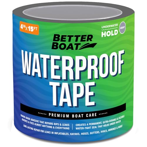 Image of Better Boat Gray Waterproof Tape for Leaks Heavy Duty Marine Grade Seal Tape, 15 ft x 4 in, Canvas, Gutters, HVAC, Outdoor Sealing
