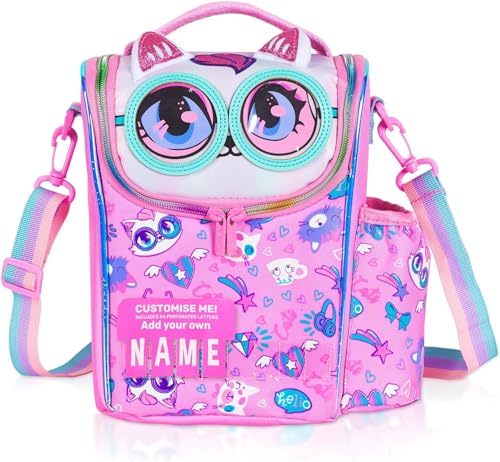 Image of Lunch Bag for Kids, Lunch Bag for Office Men, Women and Kids, Canvas Tiffin Bags for School, Picnic, Work, Carry Bag for Lunch Box and Water Bottle (Cat Vertical)