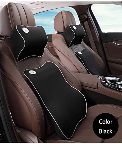 Amazon Renxin シートクッション 首をサポートネックパッド ランバーサポート 車用 低反発 セット 腰あてクッション ネックパッド 長座 腰痛対策カー用 姿勢矯正 背当て 猫背 健康クッション ブラック ネックパッド 車 バイク