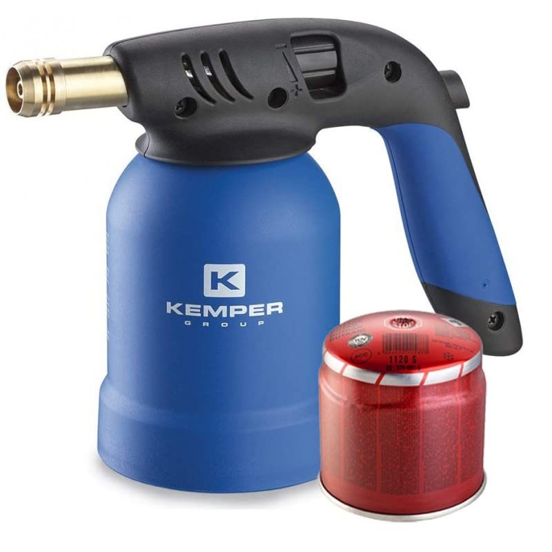 Lámpara para soldar tornado encendido Piezo con cartuchos de gas 190 gr. Kit listo para usar (soldador + 1 cartucho)