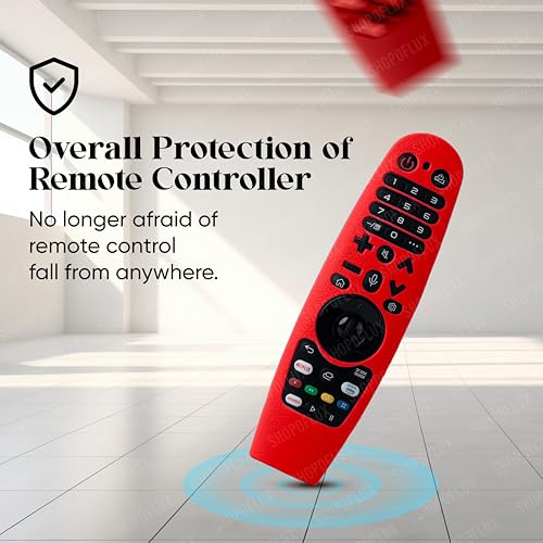 Image of Shopoflux Silicone Full Wrap Case Compatible with LG Magic Remote with Lanyard [Remote Not Included] (RED)