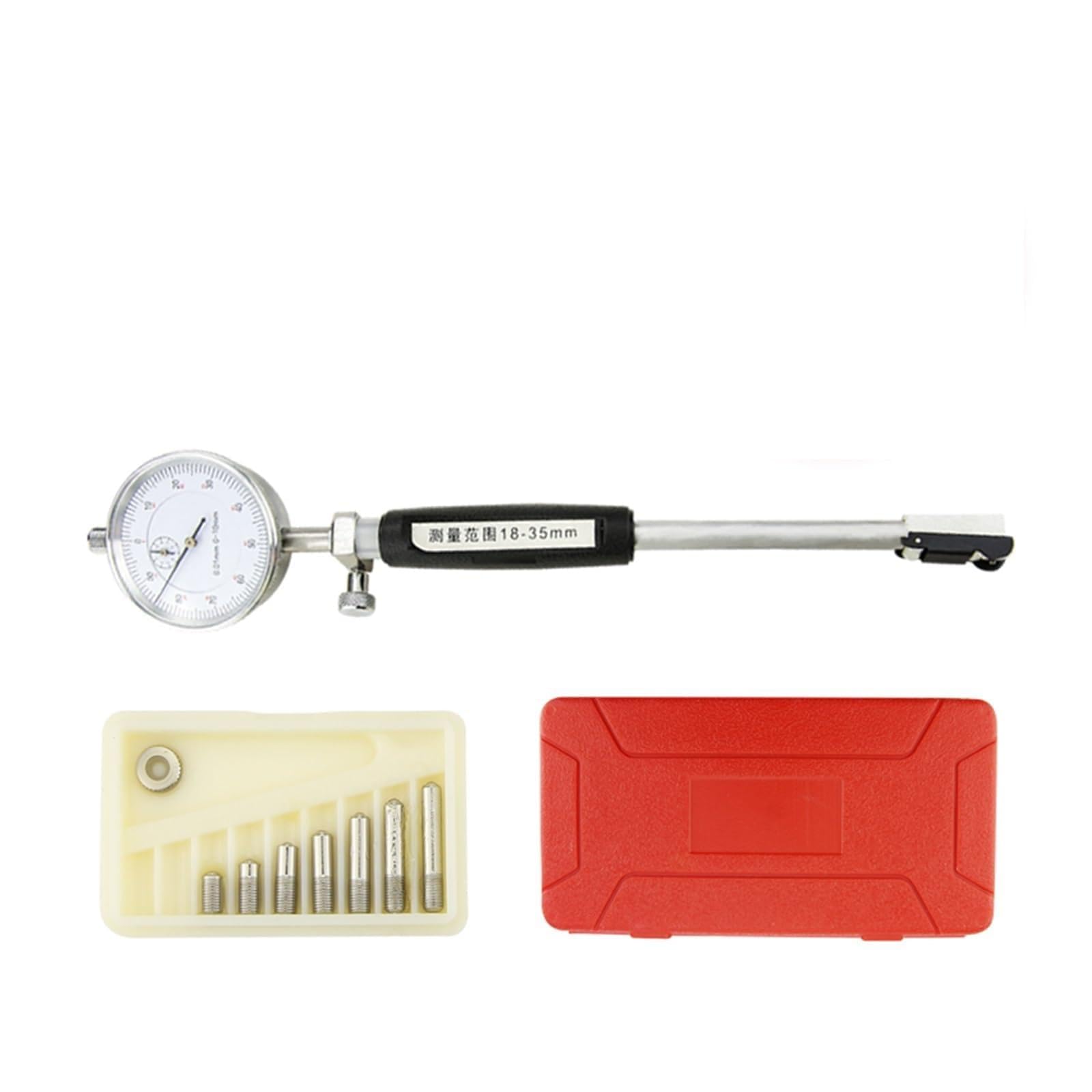 2 "-6" Zoll Zifferblatt Bohrung Gauge Messuhr Innendurchmesser Messstab Tiefloch Messwerkzeuge Sonde 18-35-50-160mm,Präzise Kalibrierung(18-35mm Red Dial)