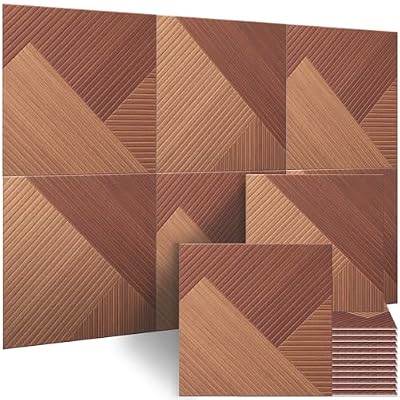 BUBOS Self-Adhesive Acoustic Wall Panels,6 Pack Wood-Pattern Soundproof Wall Panels, Total Size 70.8 x 47.2 Inches Decorative Sound Absorbing Panels for Studio, Home,Deep Diamond Weave