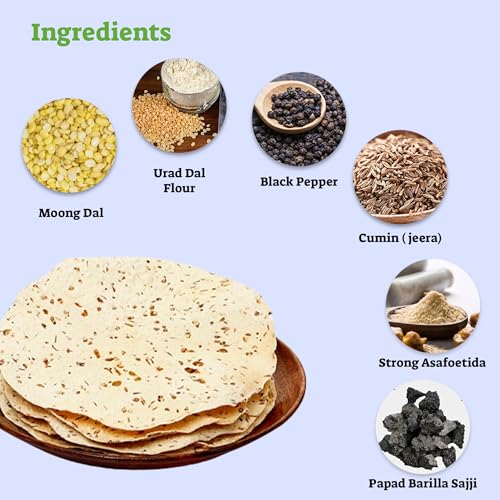 Image of Marwar Urad Sindhi Jeera Papad 400g | Handmade Rajasthani Snack | Low Spicy Cumin | Crispy Indian Snack | Zipper Pack