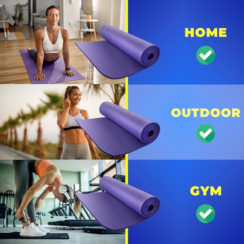 Fizyo Tappetino Yoga E Fitness Antiscivolo Extra Spesso 1 Cm – Tappetino Per Yoga, Allenamento, Ginnastica, Pilates, Recupero E Relax – Gomma Sintetica Nbr – 183 X 61 Cm - 3