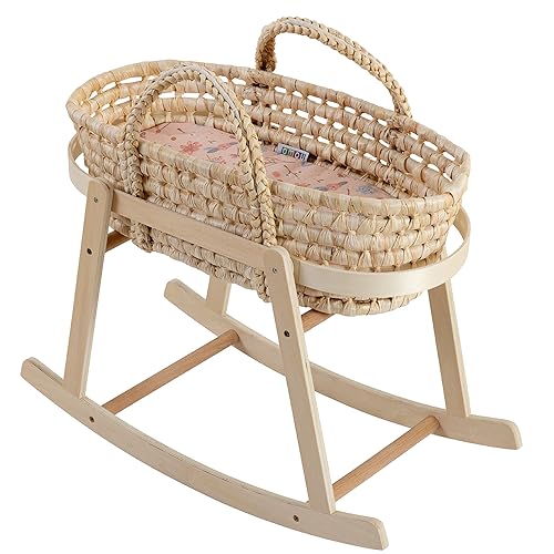 howa Puppenmöbel Puppenwiege aus Holz mit herausnehmbaren Puppentragekorb...