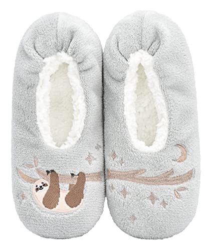 Image of DICUIRD Womens Cozy&Warm Soft Sole Slipper Socks with Grippers-Girls Teddy Fleece Indoor Slipper with Non-skid Bottoms