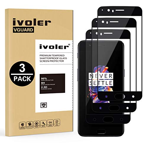 ivoler [3 Unidades] Protector de Pantalla para Oneplus 5, [Cobertura Completa] Cristal Vidrio Templado Premium, [Dureza 9H] [Anti-Arañazos] [Sin Burbujas]