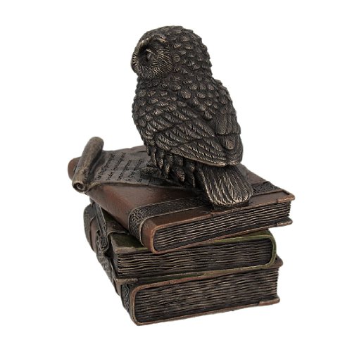 Veronese Design Bronzed Finish Wise Old Owl Trinket Box #TOP1