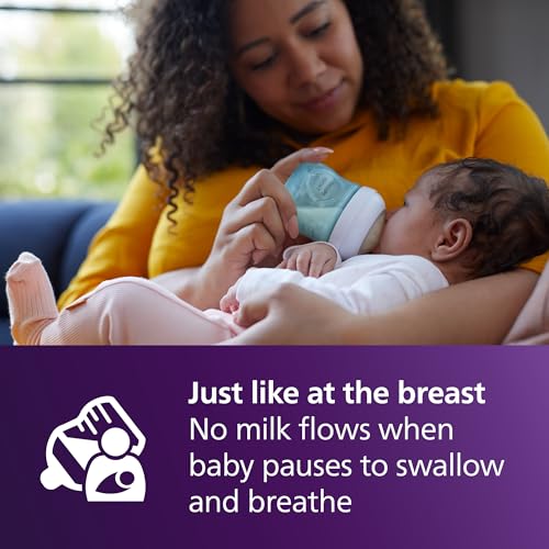 Image of Philips Avent Natural Baby Bottles with Natural Response Nipples (Slow Flow, Flow 2), 4oz, Blue, 4-Pack, SCY900 /24