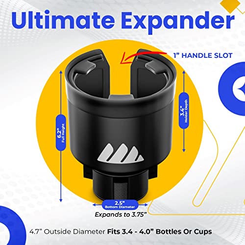 Integral Ultimate Expander Car Cup Holder - Adjustable Base - Expander & Organizer For Vehicles - Compatible With Coffee Mug, Yeti 14/24/36/46Oz, Ramblers, Hydro Flasks 32/40Oz, 3.4"-4.0" Bottles #TOP6