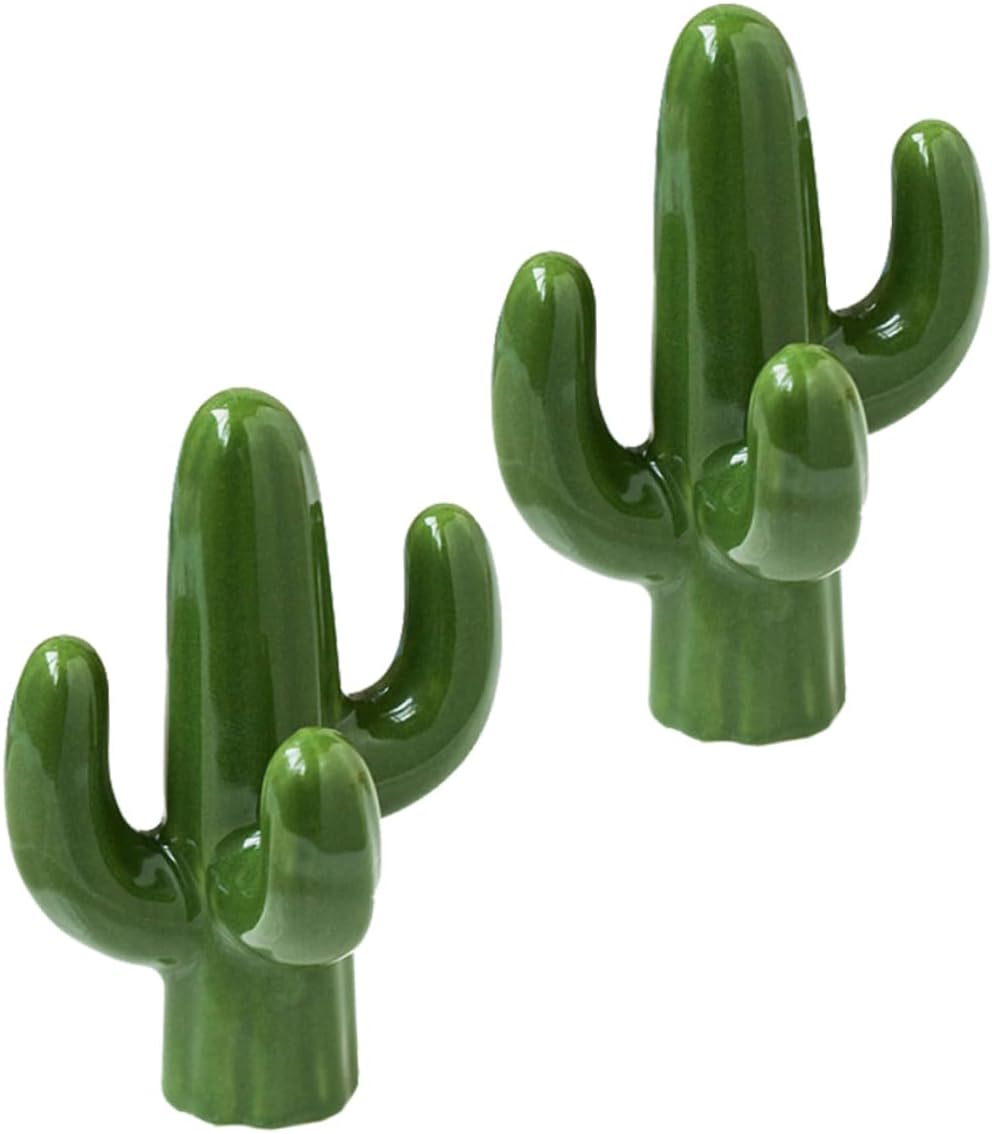 Amosfun 2pcs Cactus Ceramic Ring Dish Jewelry Tray for Necklace Display