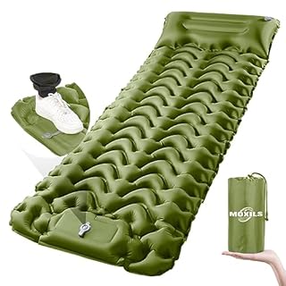 MOXILS Sleeping Pad, Ultralight Inflatable Sleeping Pad for Camping, Built-in Pump, Ultimate for Camping, Hiking, Airpad, Carry Bag, Repair Kit, Compact & Lightweight Air Mattress(Green)