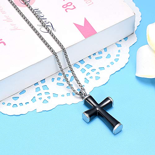 Oinsi Cross Cremation Necklace For Ashes Stainless Steel Crucifix Memorial Urn Jewelry For Women Men Keepsake Pendant(Black) #TOP2