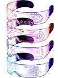 TOODOO 4 Pairs LED Visor Glasses Light up Glasses Futuristic Luminous Rave Glasses 7 Colors 4 Modes for Club Christmas Party (Fresh Style)