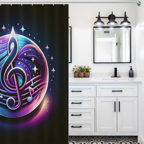 Rideau de douche note musicale lavable en machine 152x183 cm