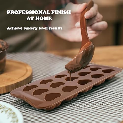 Image of HS Heart dot Silicone Mould, Non-Stick Food Grade Silicone Mould for Chocolate, Candy, Jelly & Ice Cube (Brown)