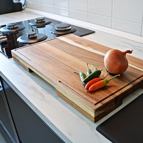Acacia-Wood-Cutting-Board-for-Meat-Cheese-Charcuterie-Board-ExtraThick-16-Premium-Quality-Butcher-Block-Heavy-Duty-Edge-Grain-Large-Chopping-Board-with-Handle-Oil-bottle-Plate-included