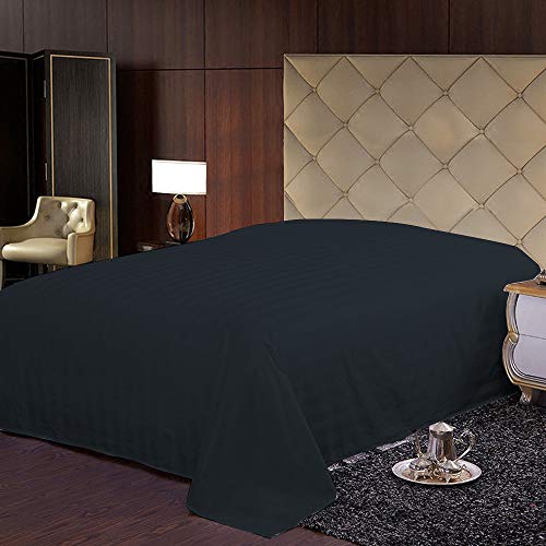 Image of (1 Flat Sheet Only,Navy Blue Stripe , Olympic Queen) 100% Egyptian Cotton Luxurious 600 Thread Count