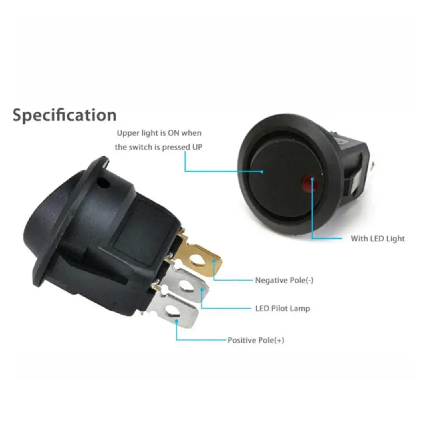 KCD1 10A 12V 220V Rocker Switch LED Light On/Off SPST Switch(Green,220V)