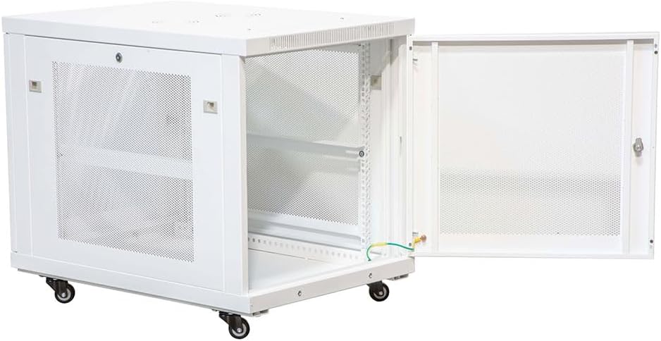 NavePoint 12U Network Cabinet with Perforated Door 12U Wall Mount Server Cabinet White 19 Rack for IT Equipment, AV Devices, Networking Equipment 33" Deep Mid-Depth Server Rack Enclosure