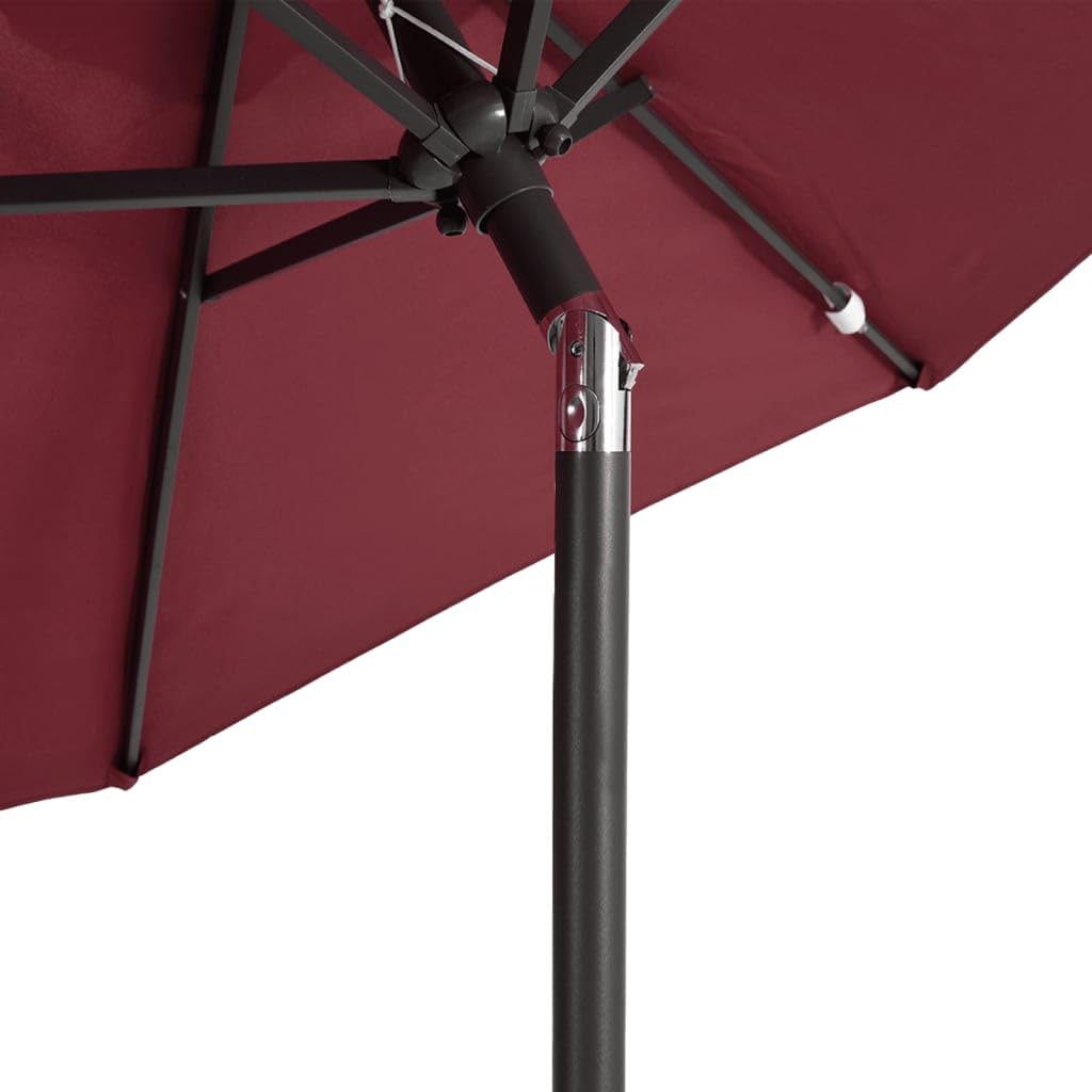 SYDE Bordowy parasol ogrodowy ze stalowym słupkiem 225 x 225 cm