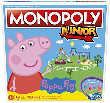Monopoly Junior: Peppa Pig Edition Board Game, Best Strategy Board Game for Kids Ages 5 and up, 2-4 Players