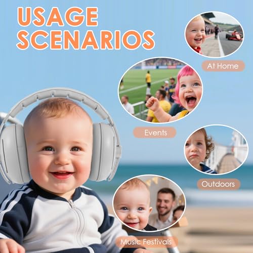 Miniatura 7 de Protección Auditiva Para Bebé, Auriculares 2 En 1, Con Diadema Ajustable Y Acolchado, Orejeras Para Niños Hasta 4 Años, Adecuadas Para Dormir Y Viajar