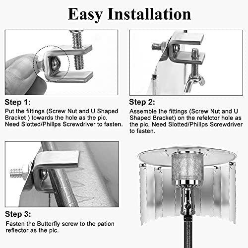 Patio Heater Reflector Shield for Propane Patio Heaters and Round Natural Gas, Collapsible and Portable