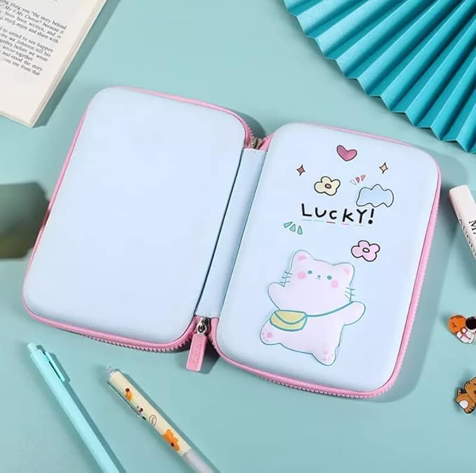 Image of Cartoon Theme Pencil Case - 3D EVA Pencil Pouch, Multipurpose Zipper Pencil Case for Kids, Pen and Pencil Bag for School Kids, Girls, Stationery Storage Box (Big Lucky Pouch)