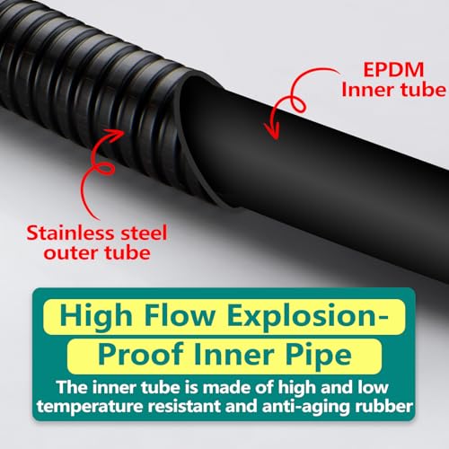Manguera de ducha de mano de acero inoxidable ThreeE con tuercas de cobre universales 7