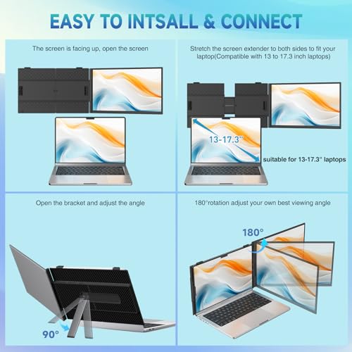 Image of Laptop Screen Extender, 2025 Upgraded Ultra-Thin 14 inch FHD 1080P Portable Monitor, Lightweight Dual Laptop Monitor Extender for 13-17.3 inch Laptops, Plug n Play for Windows /Mac /Android