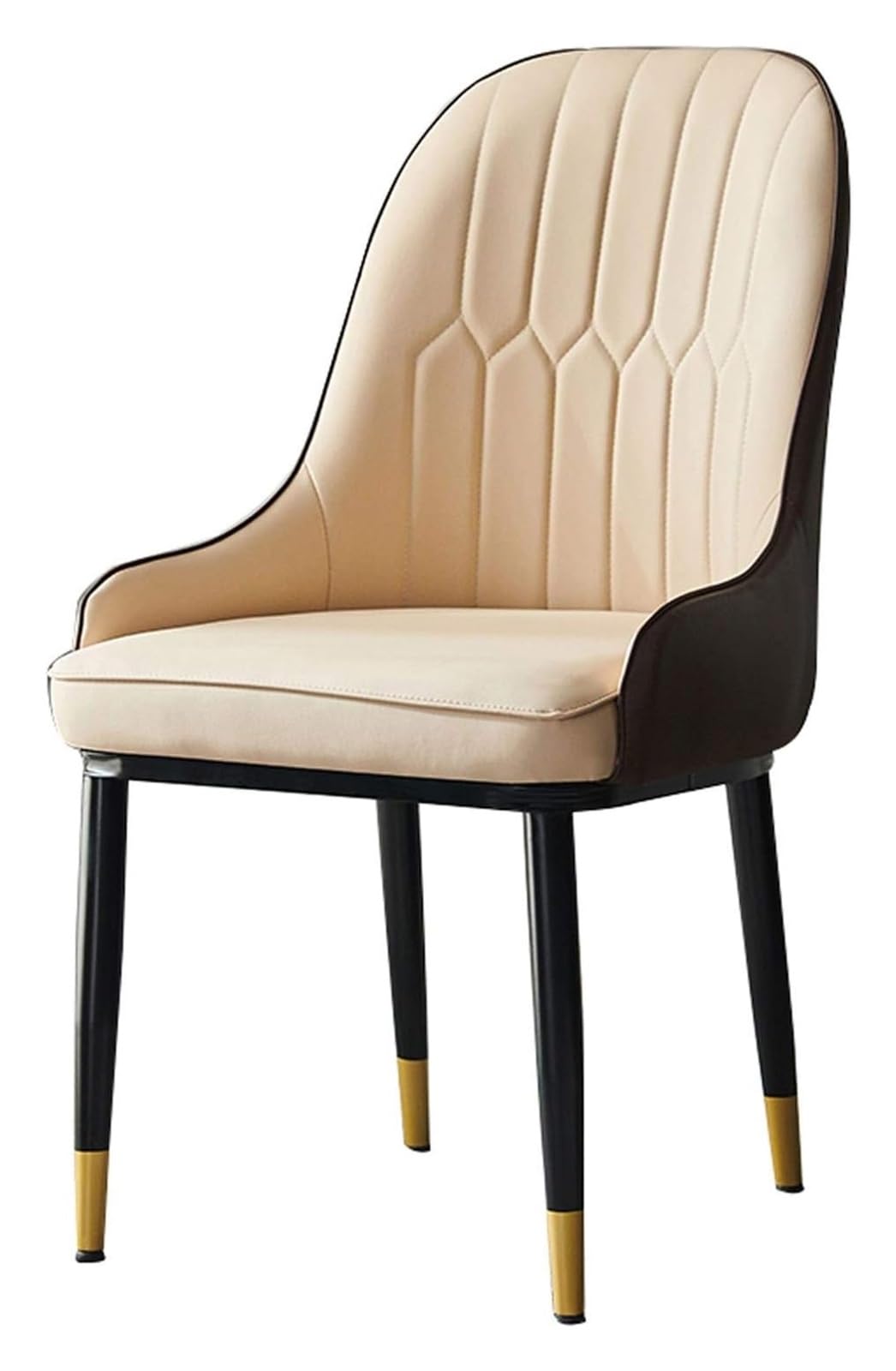 Chaise de salle à manger moderne en cuir gris avec dossier confortable