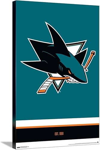 Trends International NHL San Jose Sharks - Póster de pared con logotipo 21, 22.37 x 34.00 pulgadas, lienzo estirado