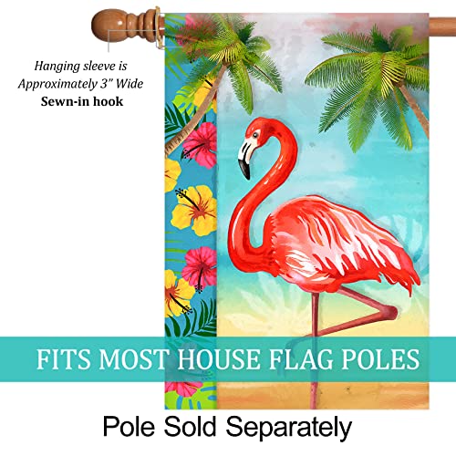 Texupday Flamingo Beach Summer House Flag Tropical Palm Trees Decoration Outdoor Yard Flag 28" X 40" #TOP1