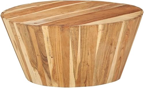Miniatura 8 de GOLINPEILO Mesa de centro de madera, mesa de centro redonda rústica de 25.6 x 25.6 x 13 pulgadas, madera de mango rugoso maciza