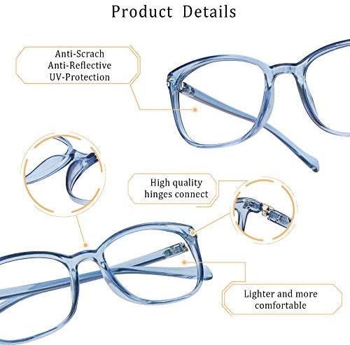 LifeArt Blue Light Blocking Glasses, Anti Eyestrain, Computer Reading Glasses for Women/Men, Anti Glare (Light Blue, +2.75 Magnification) - 2