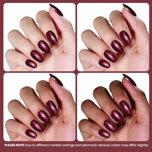 Image of beetles Burgundy Glitter Gel Polish - Cherry Mocha Red Wine Color Gel, 15ML Polish Soak Off UV LED Nail Art Starter Manicure Salon DIY at Home