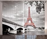 Waple rideau occultant œillet pour le salon Pont de la Tour Eiffel Capitale de Paris 150*166cm Rideau Occultant 3D Rideau Isolant Thermique Économie d'énergie et réduction du bruit - pour Chambre Salo