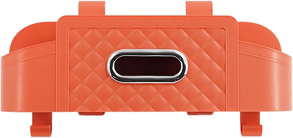 Osilly Car Headrest Backseat Organizer, Multi-Functional Vehicle Headrest Hanging Storage Box with Hook Cup Phone Holder Tissue Box, Automotive Interior Seat Back Organizer, Universal Fit (Orange)