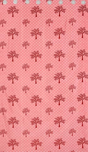 Image of Printed Tree 1 Piece Polyester Home & Living Room Eyelet Long Door Curtain - 9 Feet, Maroon Red